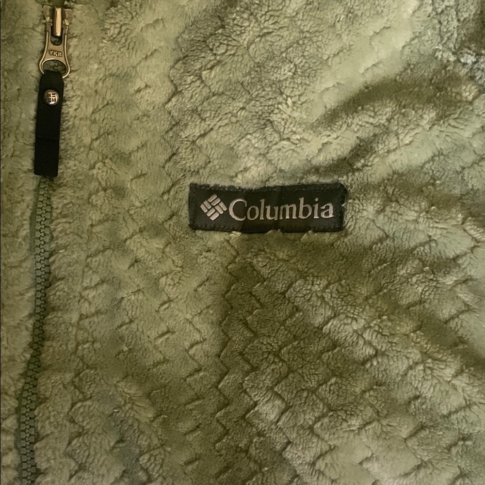 Women’s Columbia Quilted Fleece Teddy Light Green Full Zip Mock Neck Jacket - Picture 5 of 6
